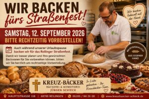 Kreuzbäcker Schieck backt fürs Reilinger Straßenfest am 12. September 2026